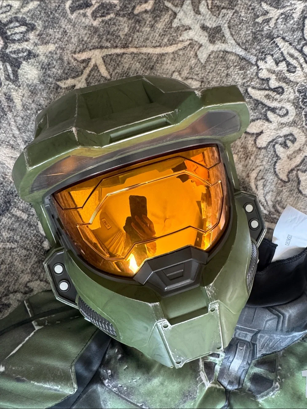 Halo Green and Gold Kids Superhero Costume with Helmet